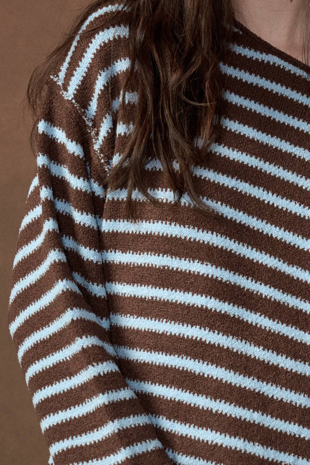 Striped Textured Knit Oversized Sweater