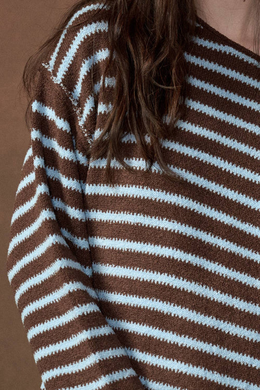 Striped Textured Knit Oversized Sweater