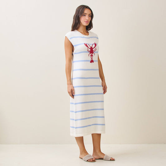 Striped lobster sweater midi dress