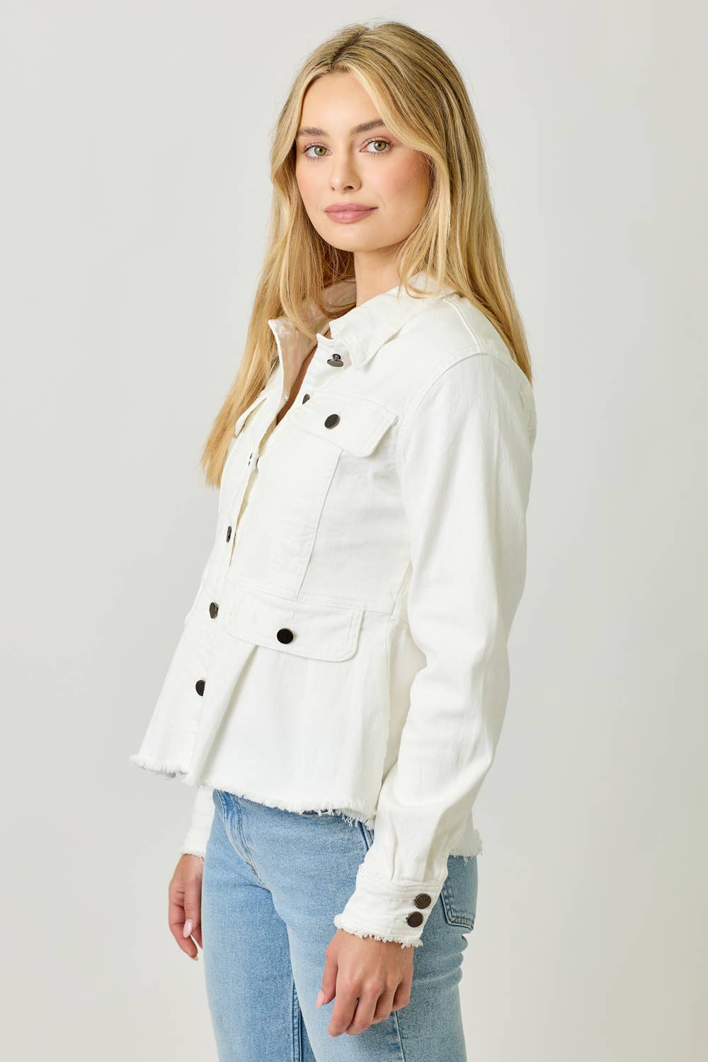 60711 Washed Denim Peplum Jacket