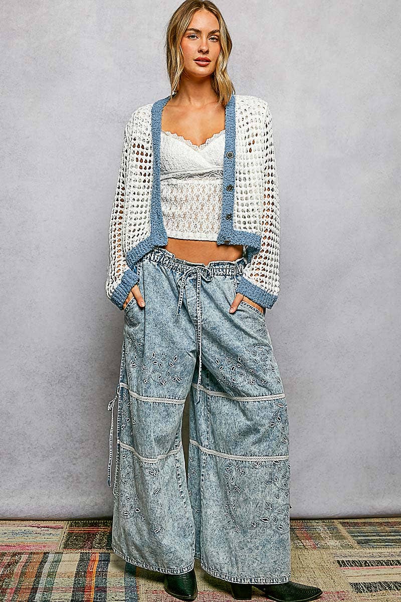 Lightweight Open Knit V-neck Crochet Thin Sweater Cardigan