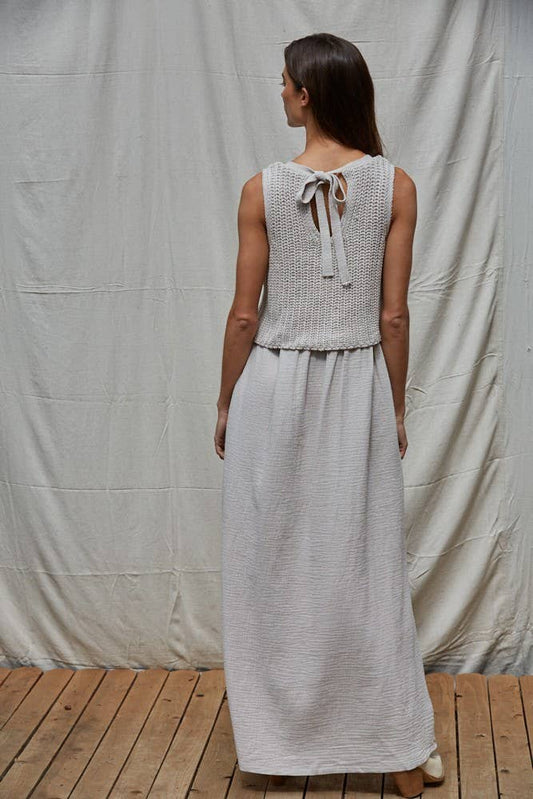 Knit Sweater Sleeveless Flare Midi Dress