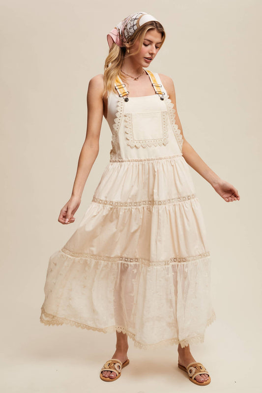 Cotton Tiered Maxi Pinafore Boho Dress
