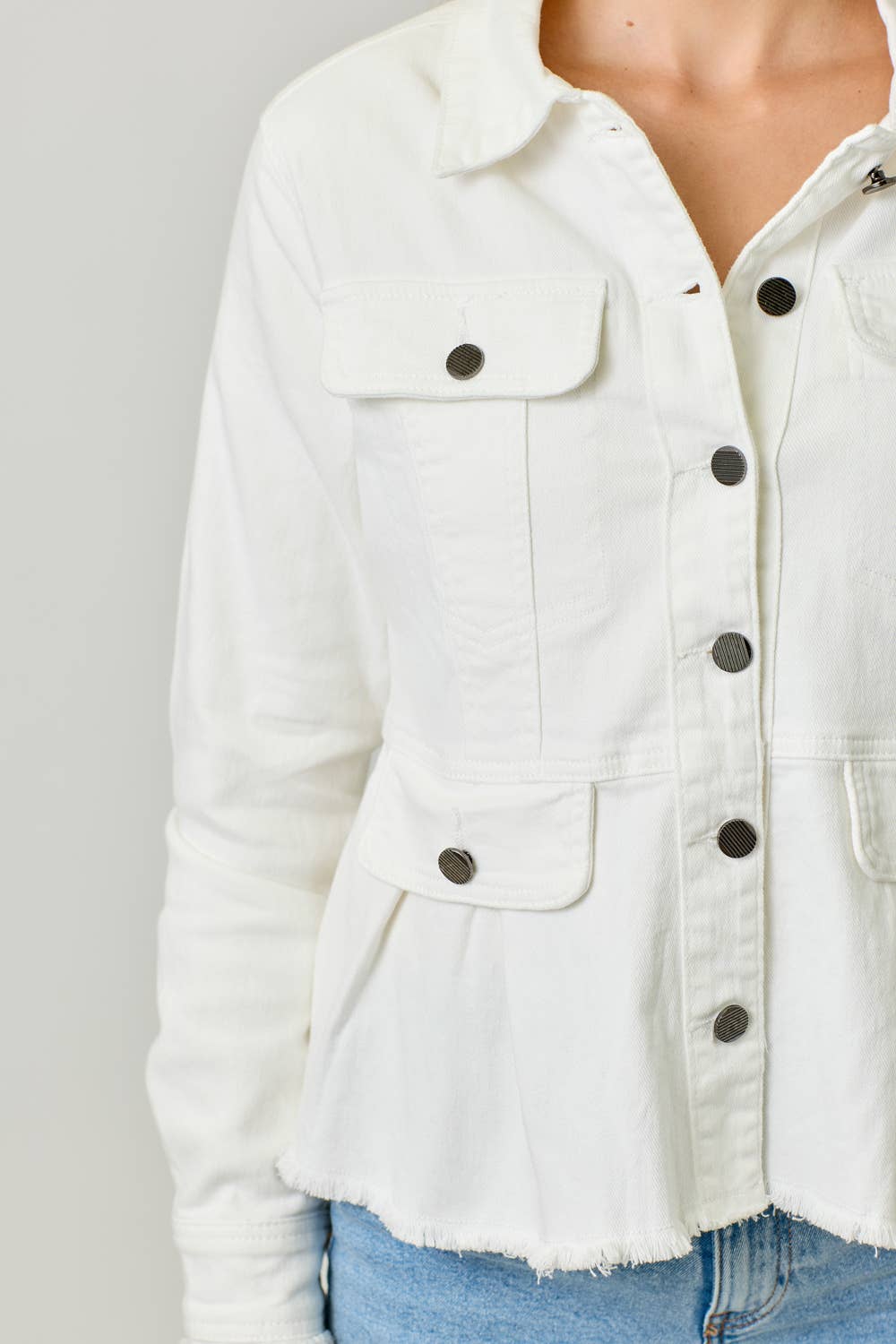 60711 Washed Denim Peplum Jacket