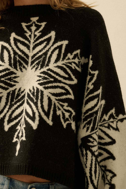 Snowflake Jacquard-Knit Dolman-Sleeve Sweater