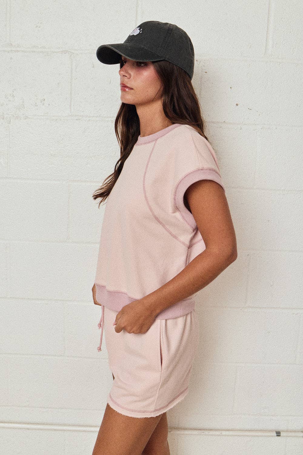 Sleeveless Lounge Short Set Relaxed Fit pink