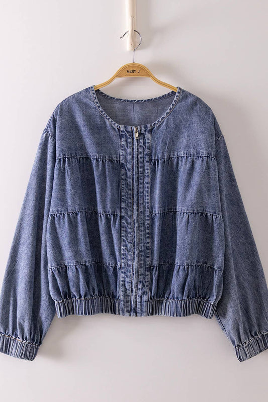 PLUS Tiered Layers Denim Jacket