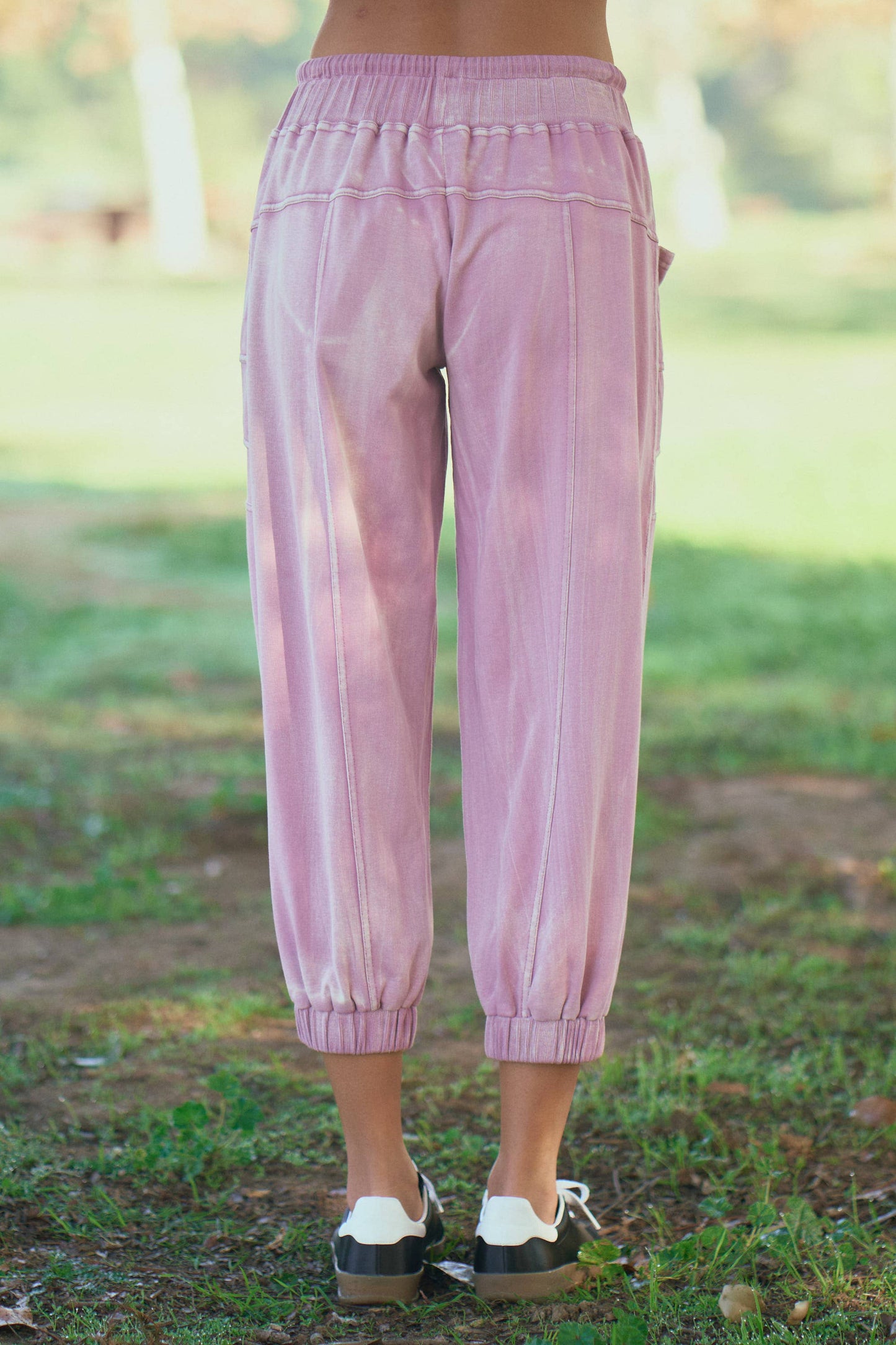 PLUS GARMENT WASHED SEAM DETAIL JOGGER PANTS