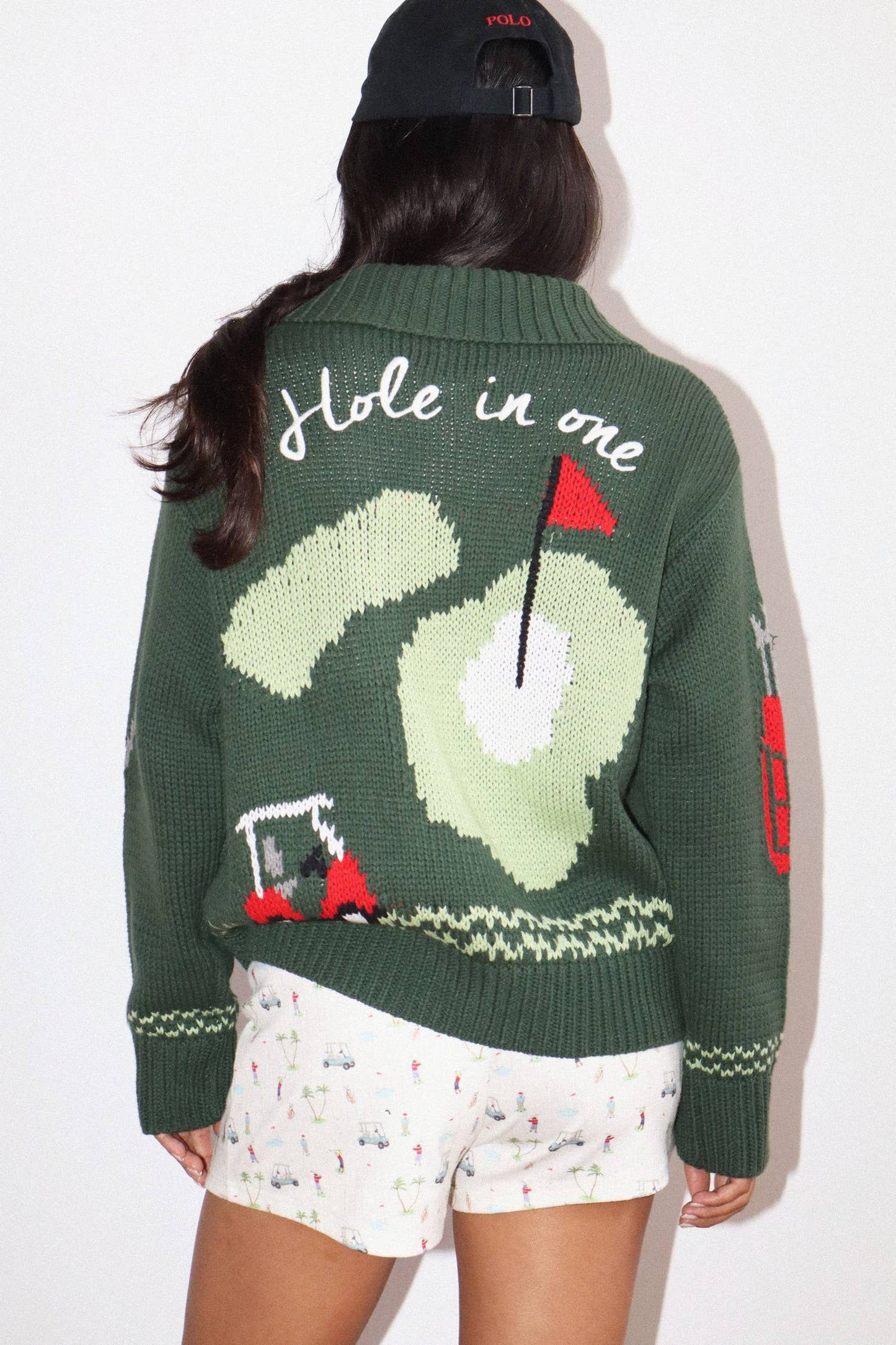 Hole In One Intarsia Zip Sweater