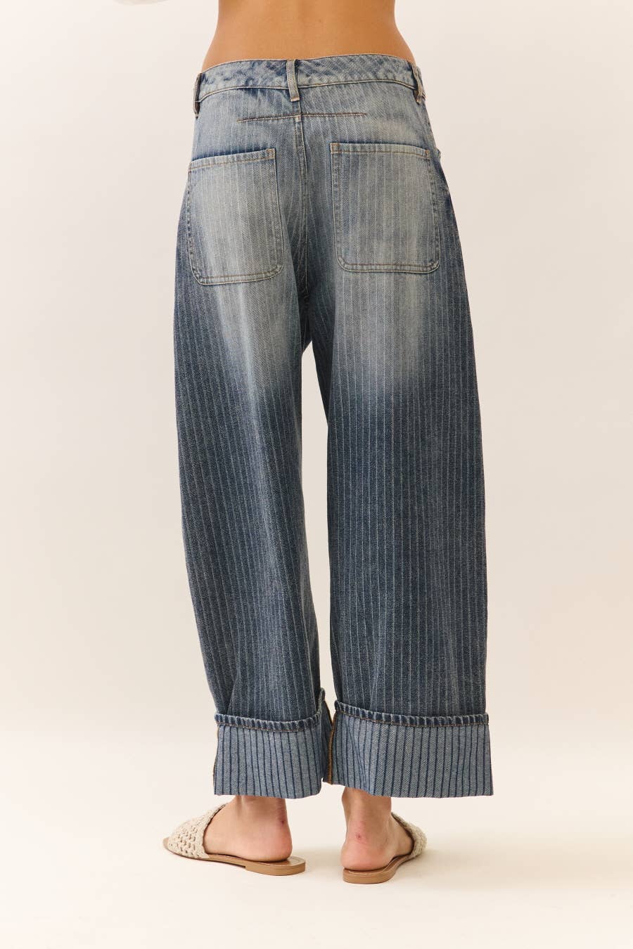 Striped Barrel  Culottes Pants demim