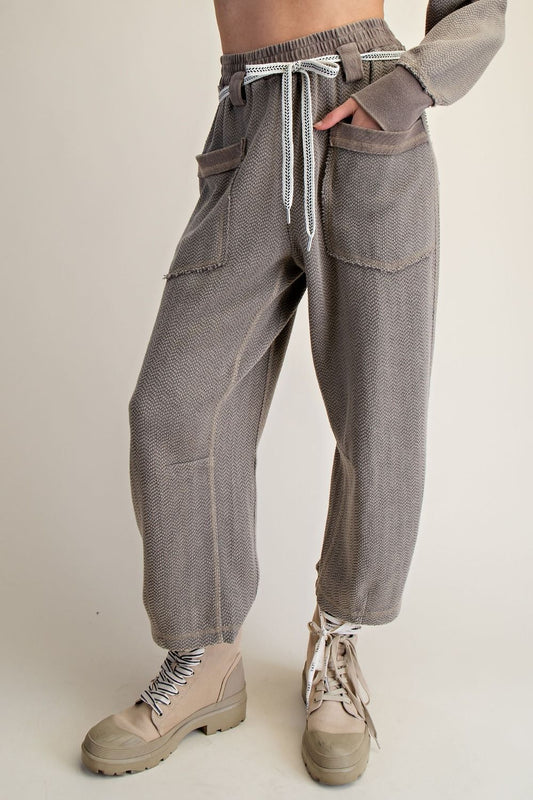 mineral washed pants olive
