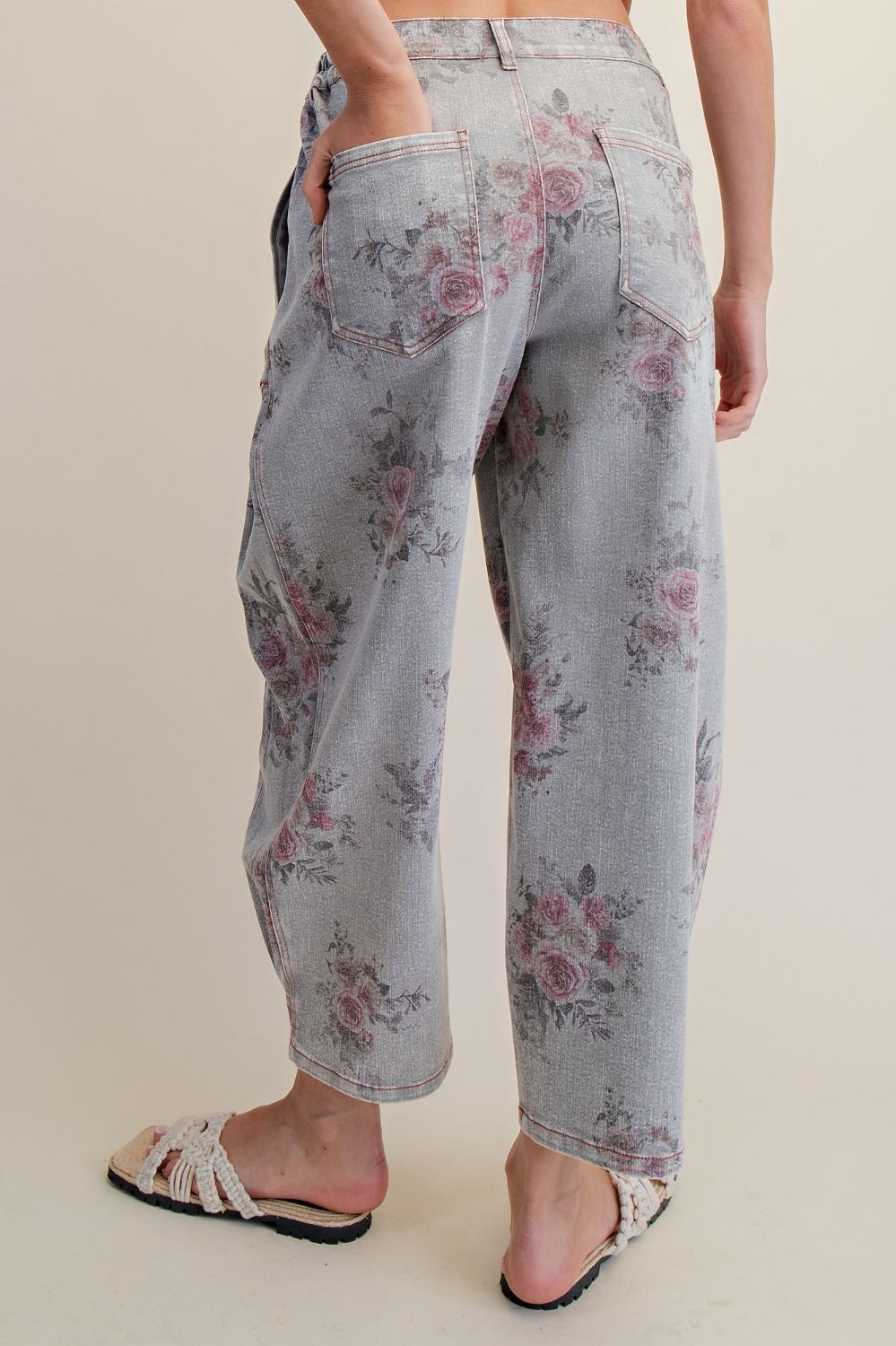 floral print barrel pants