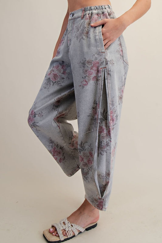 floral print barrel pants