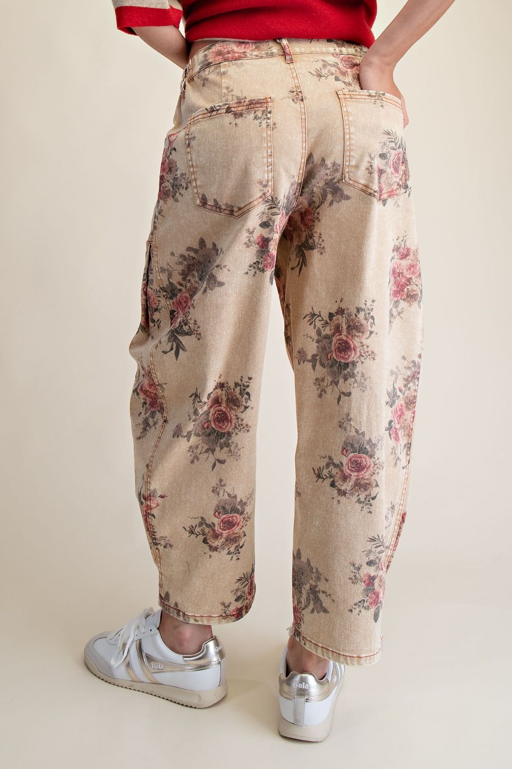 floral print barrel pants