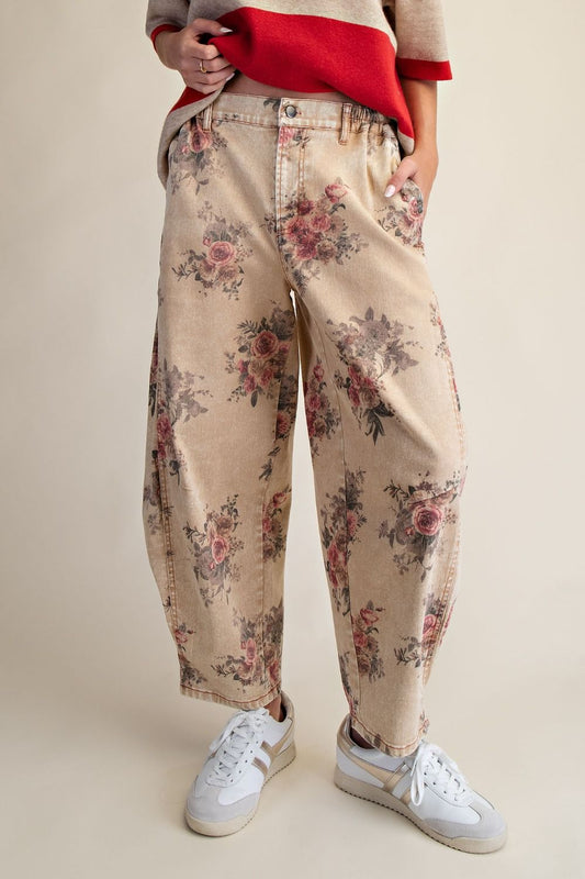 floral print barrel pants