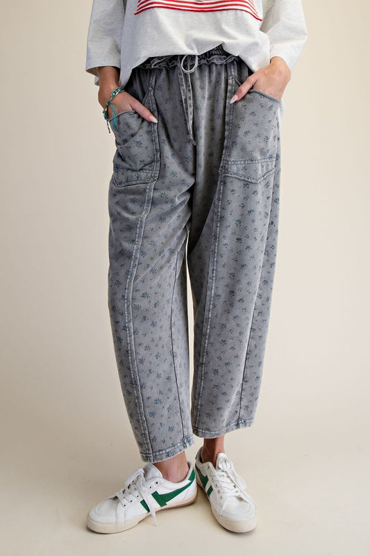 Ditsy print washed terry pants