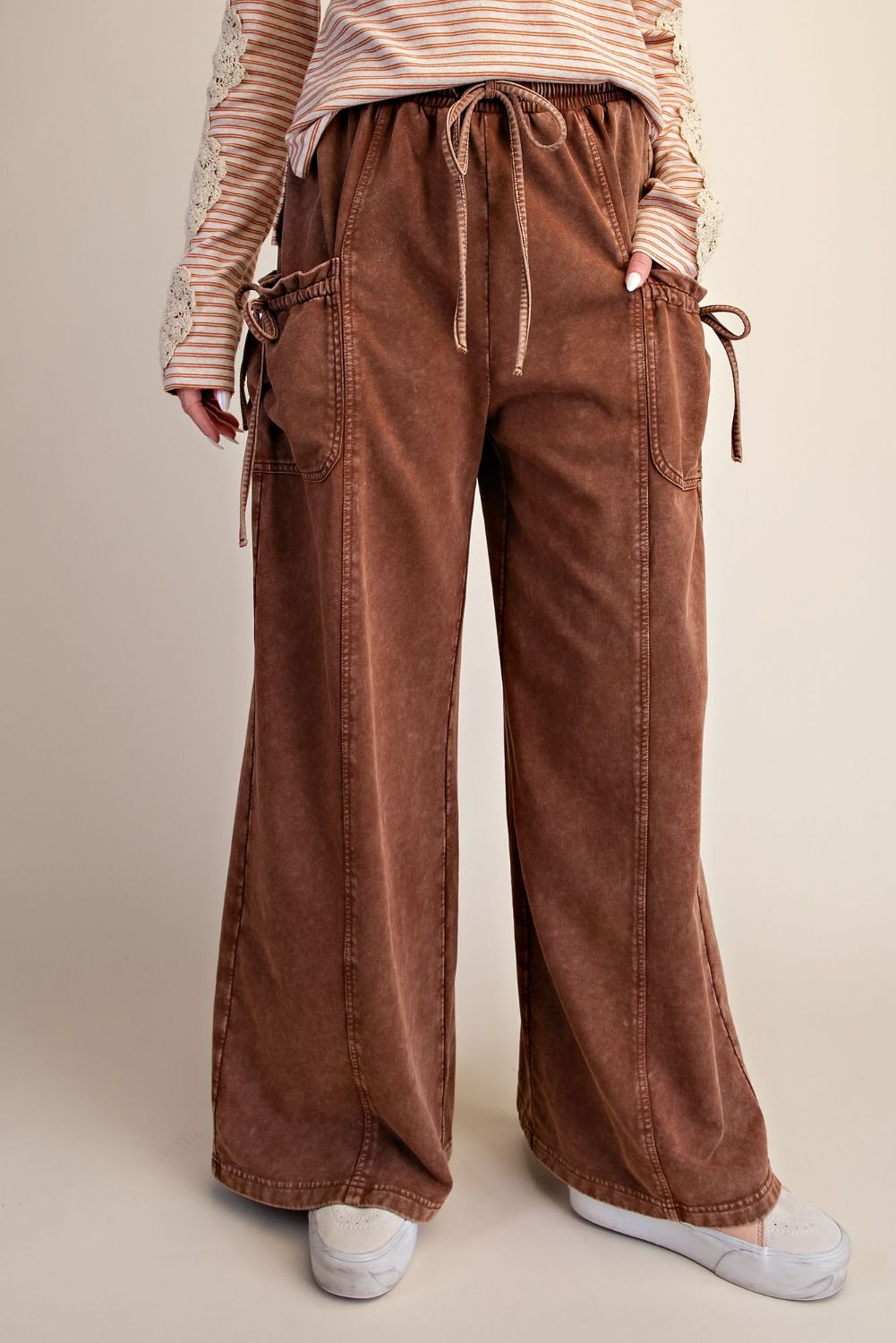 WASHED TERRY KNIT PANTS