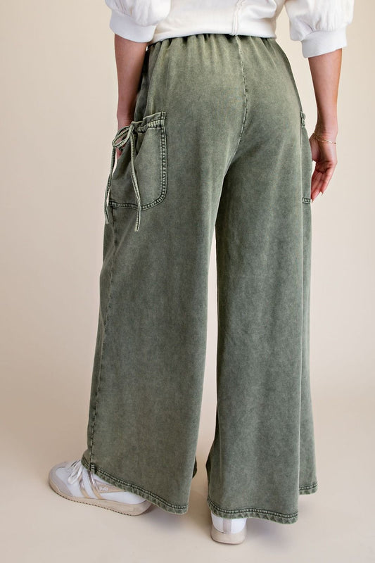 WASHED TERRY KNIT PANTS