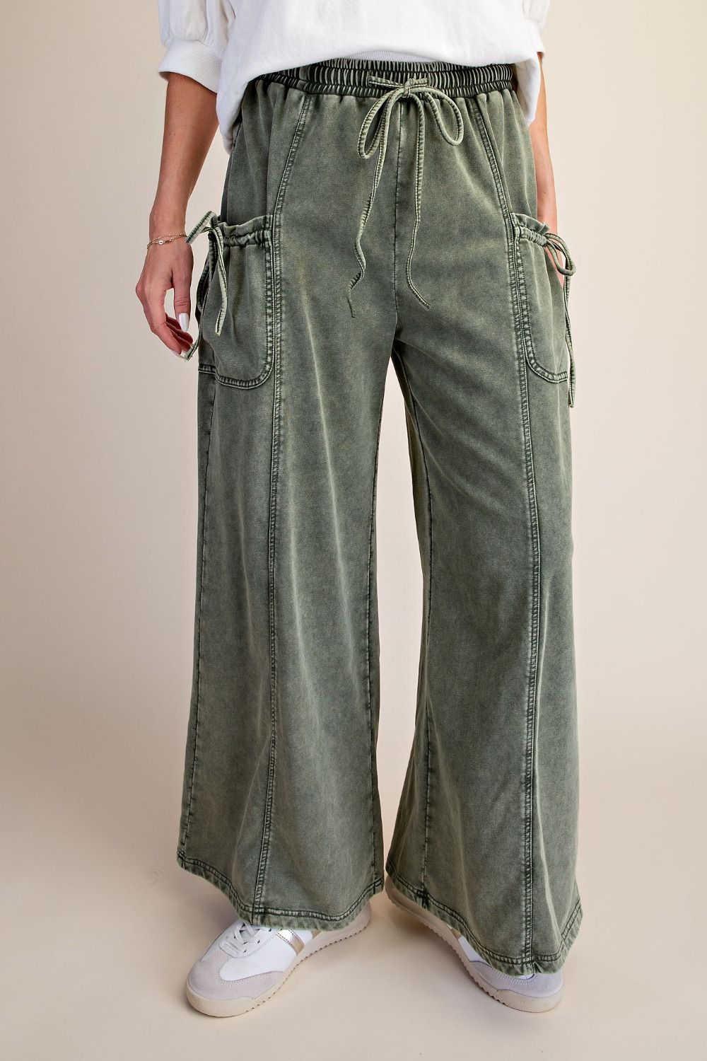 WASHED TERRY KNIT PANTS