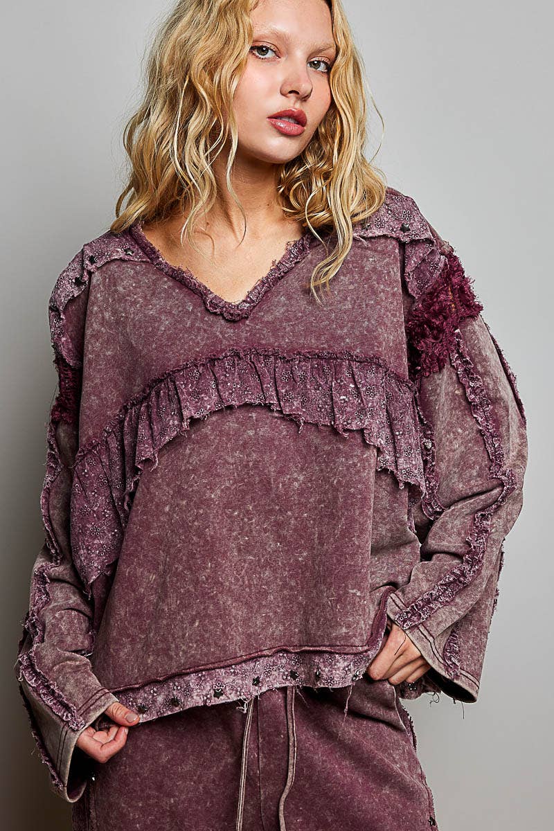 Vintage Washed Patchwork Stud Top