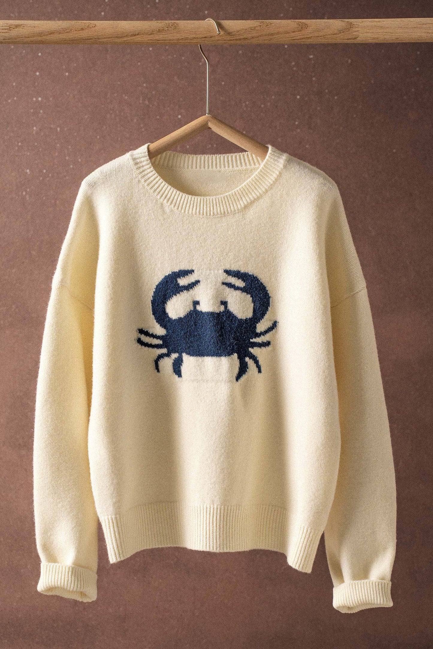 Crab Graphic Relaxed Knit Sweater ivory