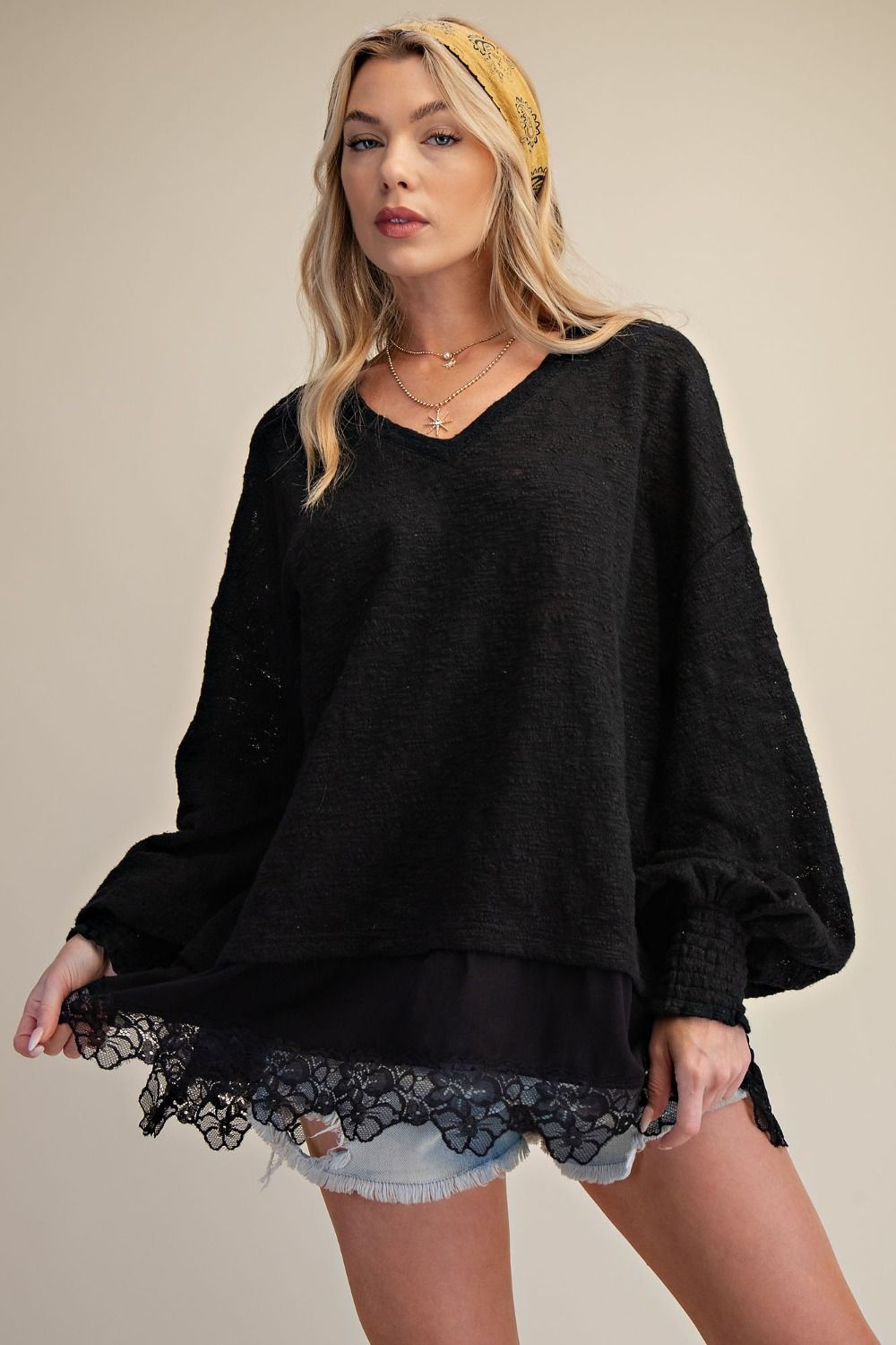 Knit Lace Textured Top