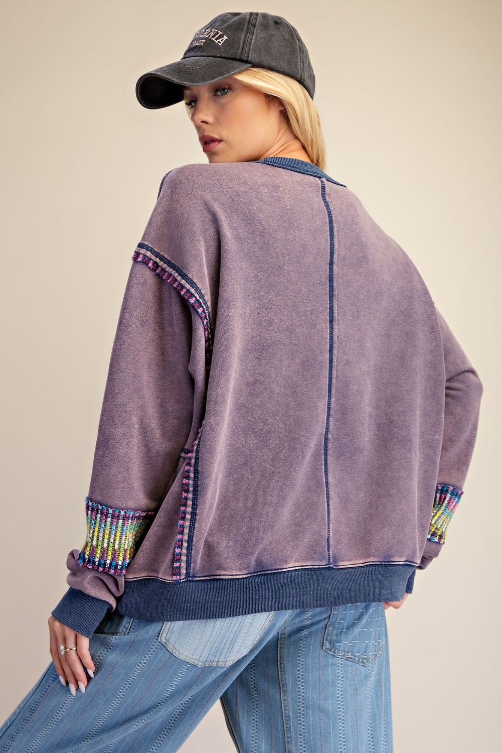 Floral Patch Front Washed Pullover