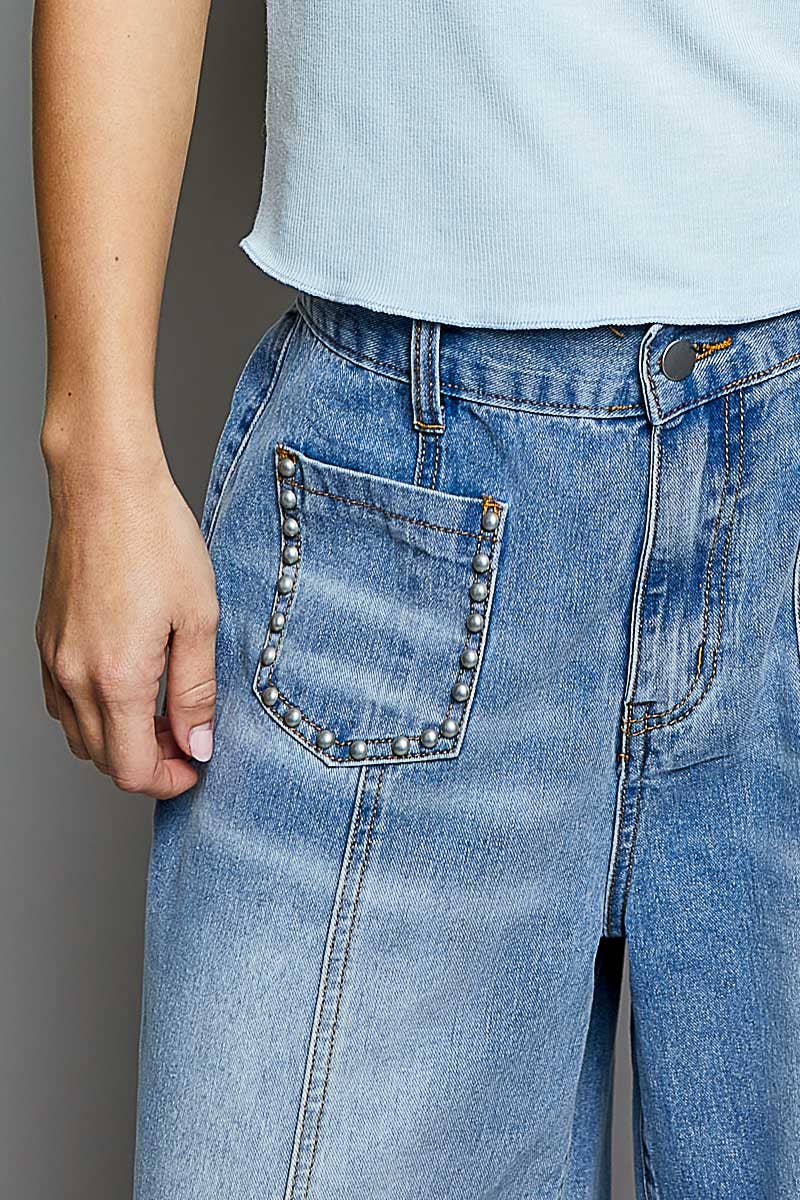 Vintage Washing stud denim