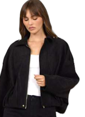 Cropped Suede Jacket Black