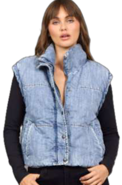 Denim Tencel Puffer Vest