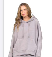 French terry hoodie with side stripe details Taupe