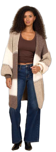 Patchwork Long Cardigan Neutral
