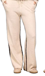 Knit Wide Leg Pants With Contrast Cream