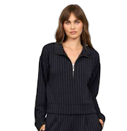 Raglan Zip Up Black Grey Stripe