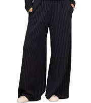 Pleated Pants Black Grey Stripe