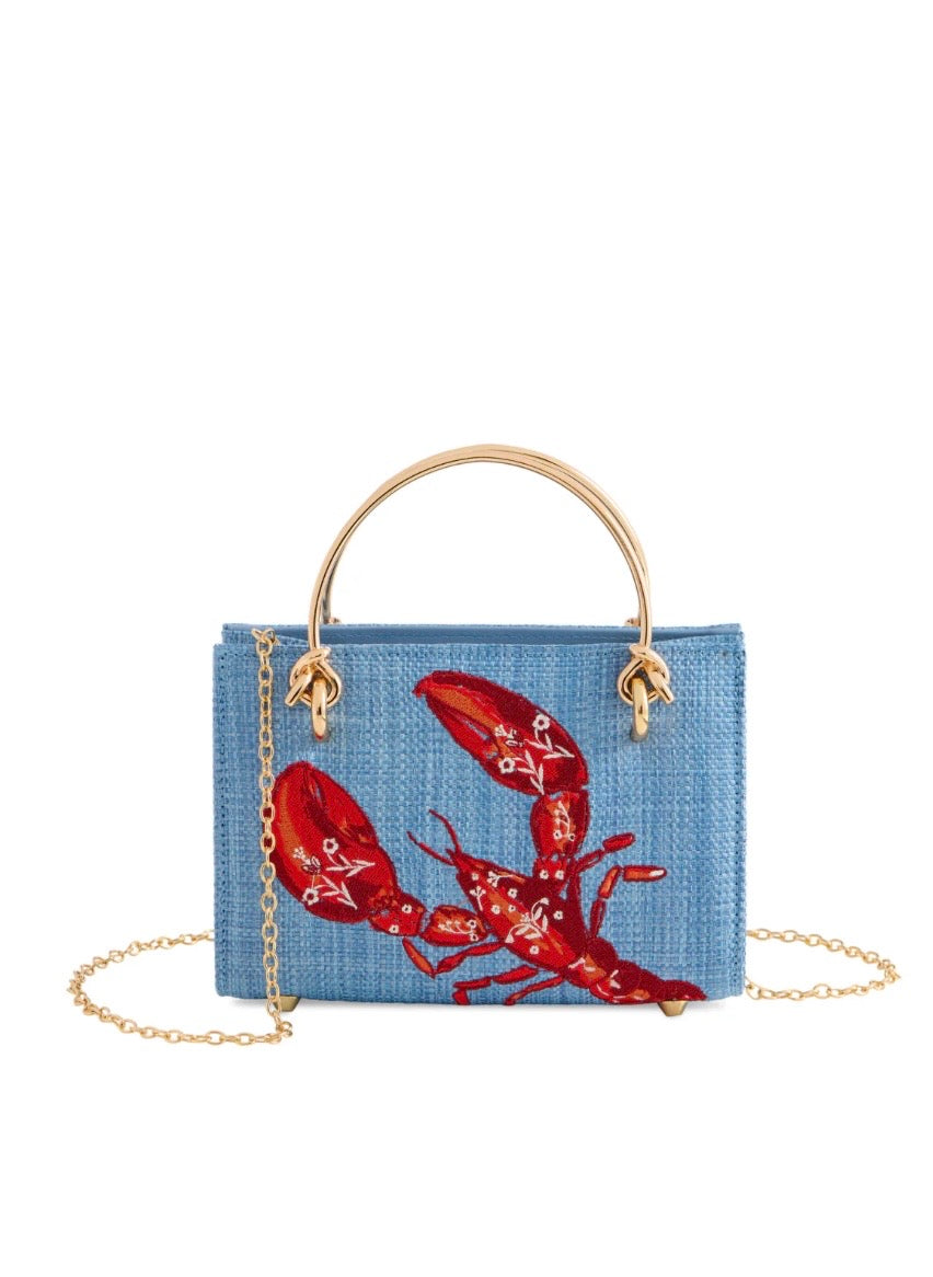 Embroidered mini lobster bag