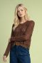 Lace bottom knit cardigan Brown